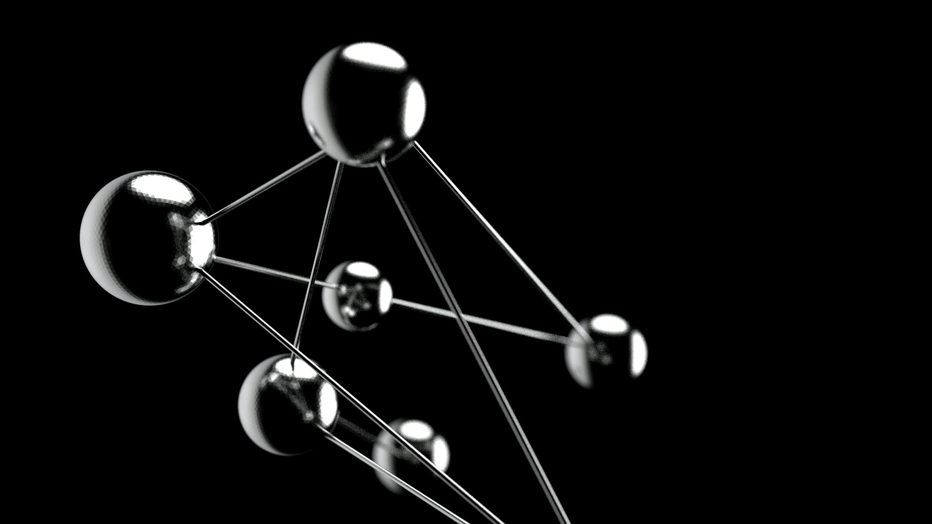 a group of spheres connected by bars