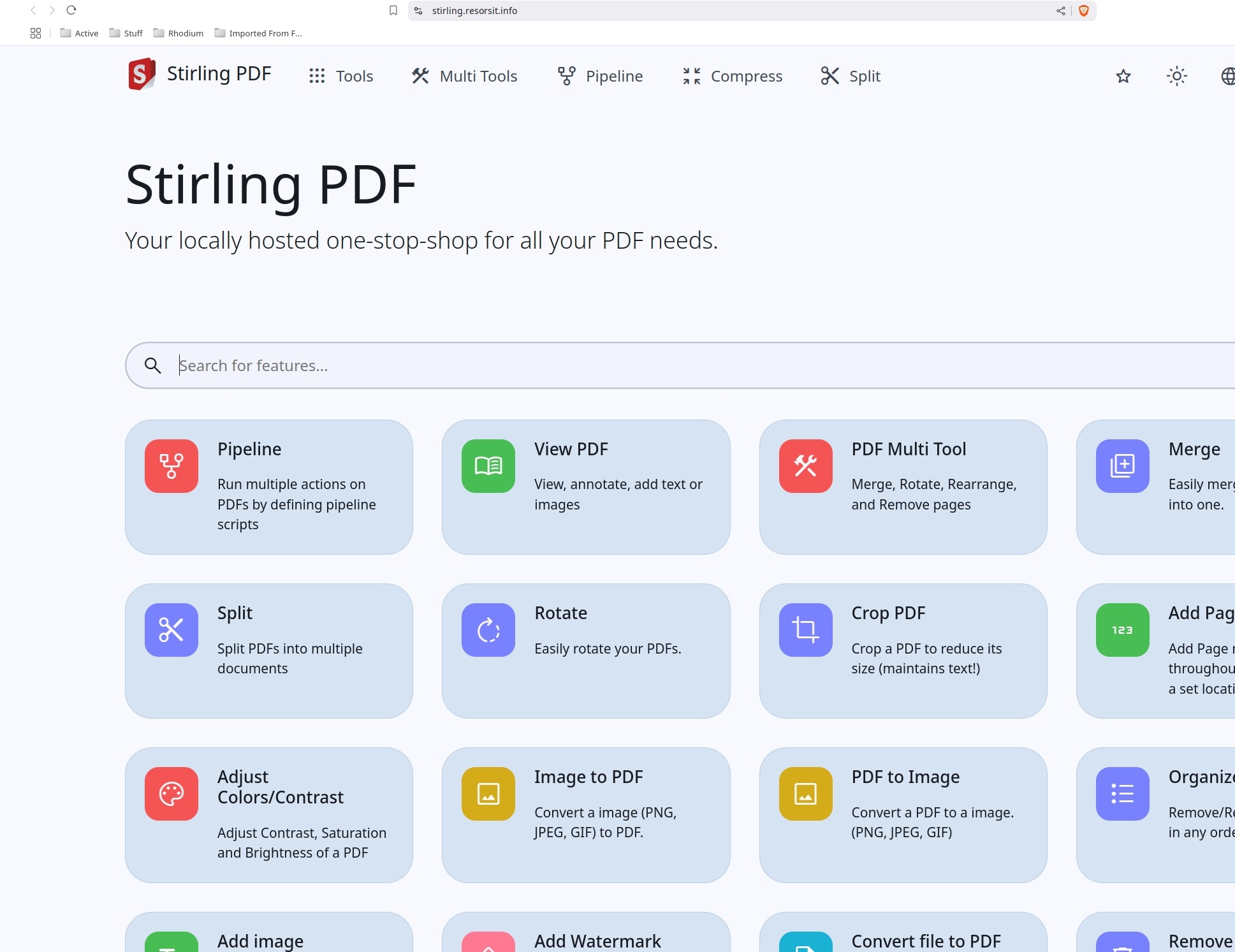 screenshot of Stirling interface
